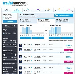 Sammenlign priser på flyreiser